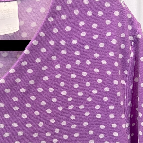 Alfred Dunner Purple Polka Dot Women's Flowy Drape Short Sleeve Top sz Large P - Picture 2 of 5
